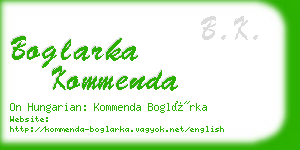 boglarka kommenda business card